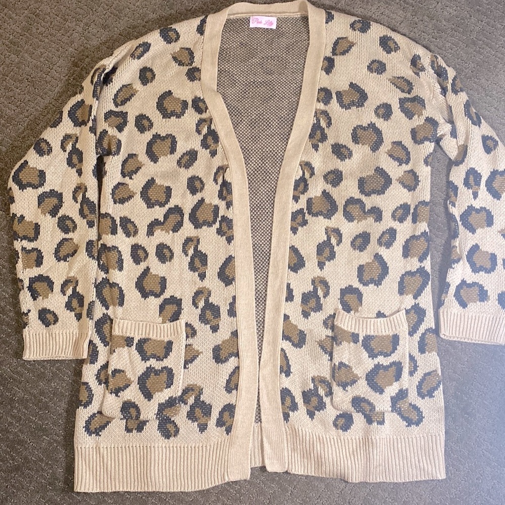 Pink Lily Animal Print Open Cardigan